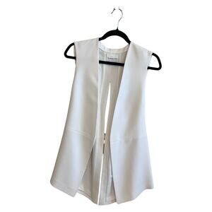 Club Monaco Tie Split Back Open Front Vest White Size XS